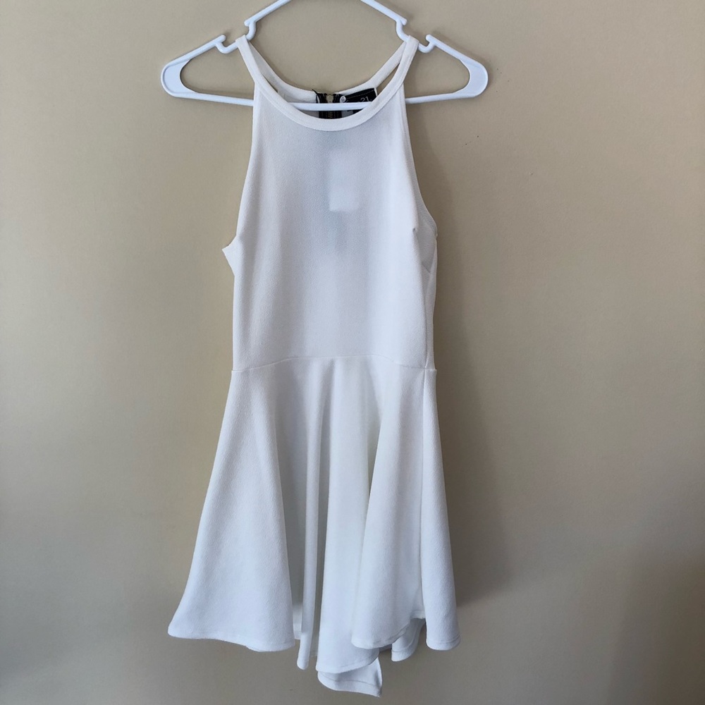 White halter skater dress